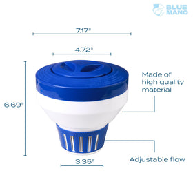 Blue Mano 18-inch pool brush reaches corners and walls for thorough scrubbing.
