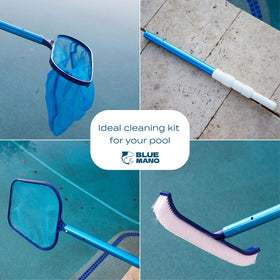 Blue Mano 4ft telescopic aluminum pole extends reach for easier cleaning.