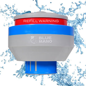 Blue Mano chlorine floater dispenser demonstrates durable design for long pool use