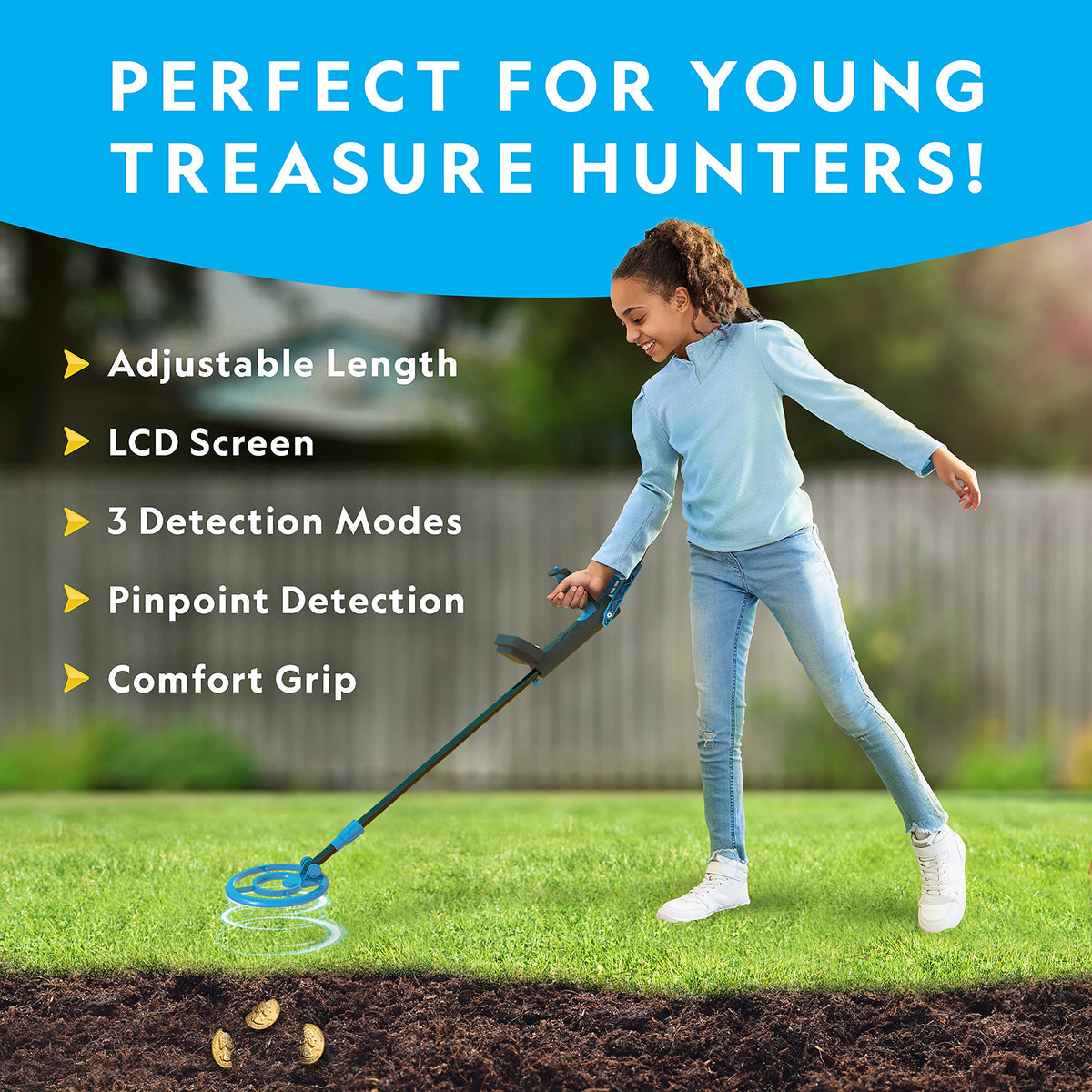 Blue Marble National Geographic Kids Metal Detector LCD display for quick target reading