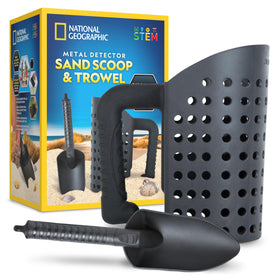 Blue Marble National Geographic sand scoop for metal detecting on the beach.