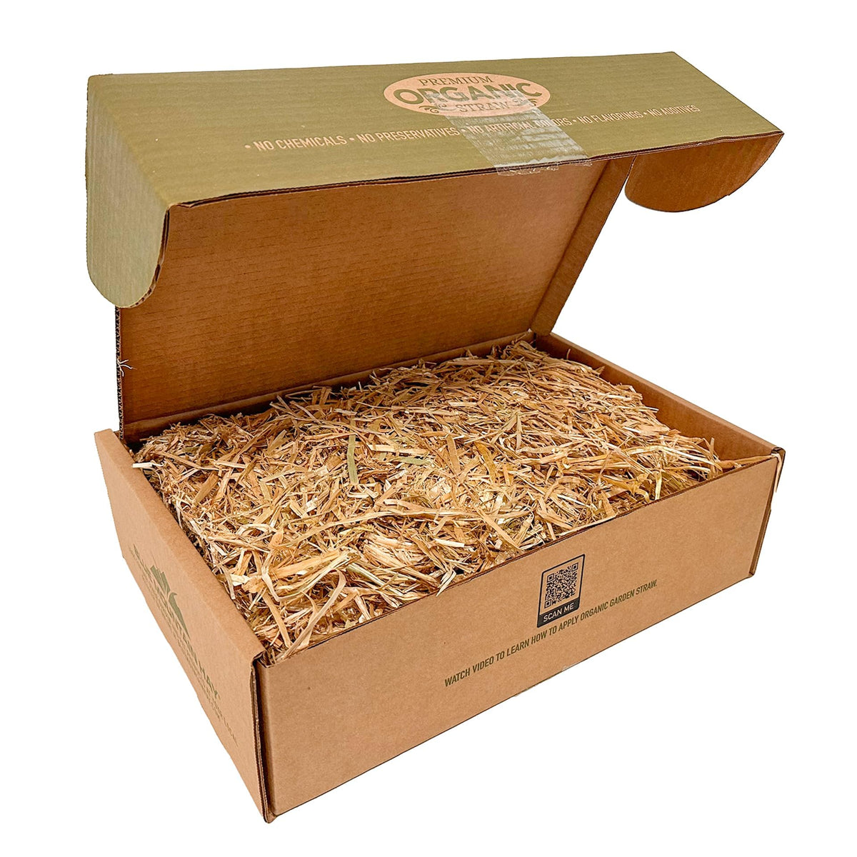 Blue Mountain Hay organic straw spread in a garden bed for even coverage