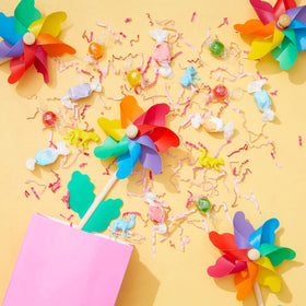 Blue Panda kids garden decor pinwheels add playful color to celebrations.