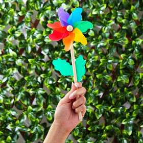 Blue Panda pinwheel stands 11.2 inches tall for high visibility.