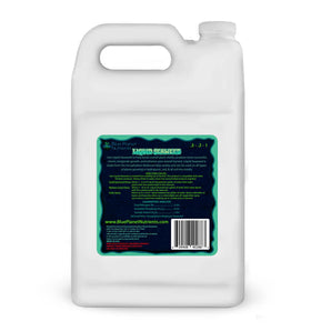 Blue Planet Nutrients Ascophyllum seaweed concentrate being diluted in water for versatile plant nutrition