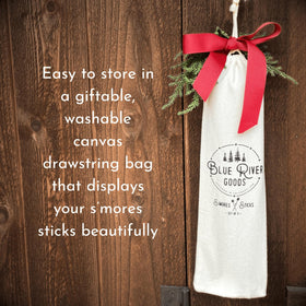 Blue River Goods Smores Sticks canvas bag for tidy storage and transport.