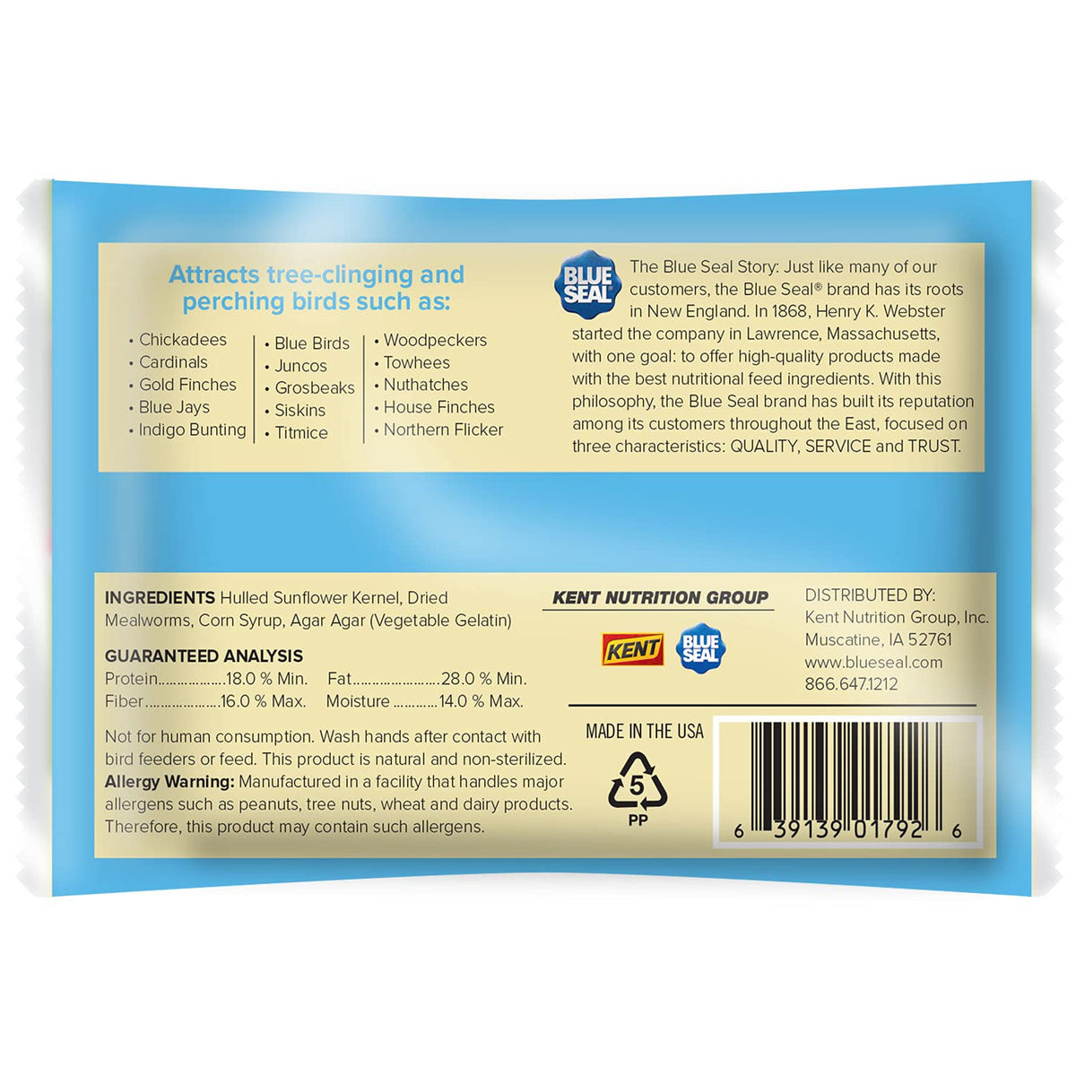 Blue Seal Mealworm Medley bars close-up of ingredients for birds.