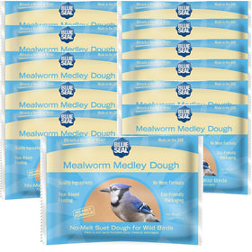 Blue Seal Mealworm Medley Suet Dough Cake pack shot, melt-resistant formula for year-round bird feeding.