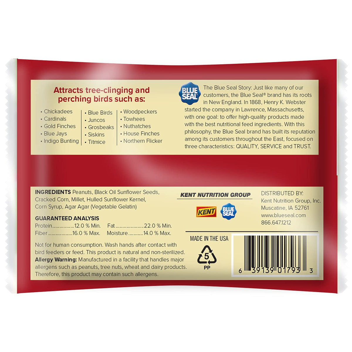 Blue Seal Melt-resistant suet bars provide clean, reliable winter feeding.