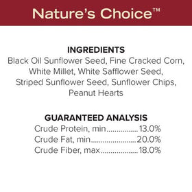 Blue Seal Nature's Choice Wild Bird Seed on wooden feeder, durable feeding setup.