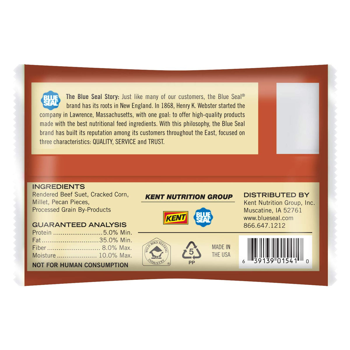 Blue Seal Suet Cake Melt-Resistant Formula keeps feeding clean and mess-free