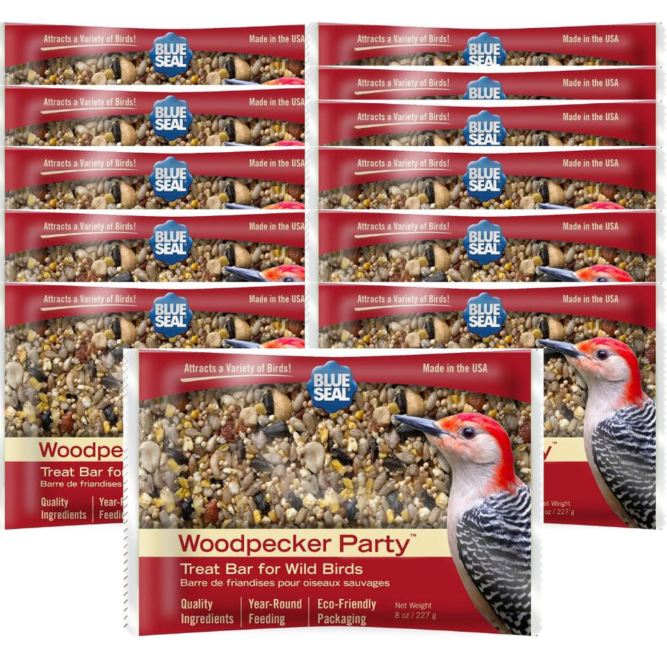 Blue Seal Woodpecker Suet Bars 12-pack ready for year-round feeding.