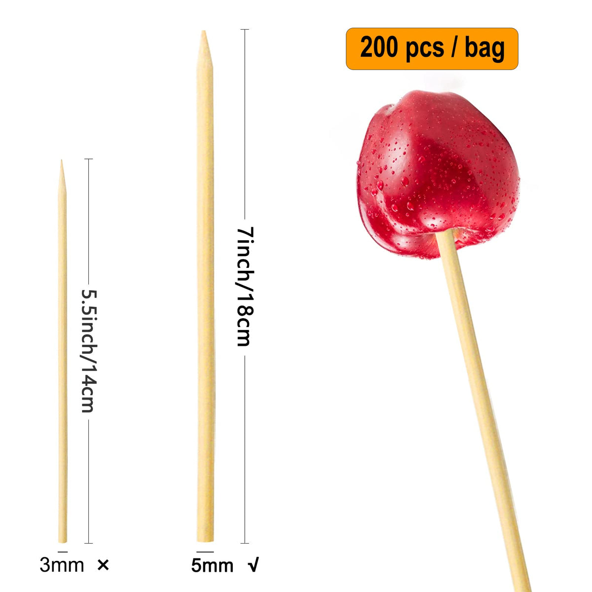 BLUE TOP bamboo skewers durable design for heavy foods.