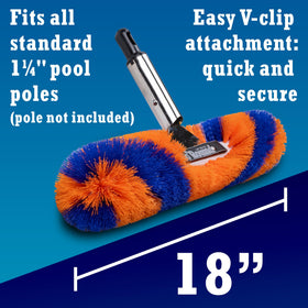 Blue Torrent Pumps GoRound 360 Pro pool brush close-up on durable polypropylene bristles.