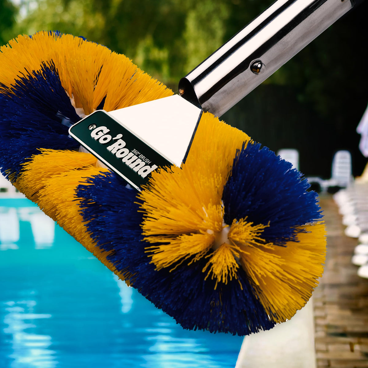 Blue Torrent Pumps GoRound 360 Pro pool brush bristles deliver long-lasting scrubbing power.