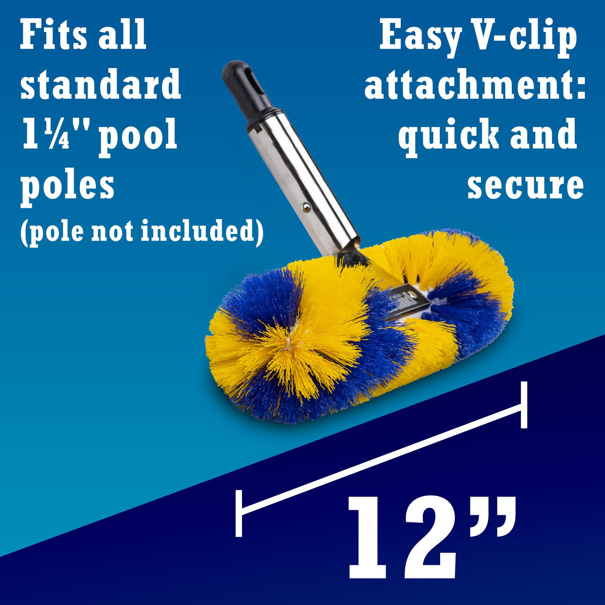 Blue Torrent Pumps GoRound 360 Pro pool brush cleans tight corners and under steps.