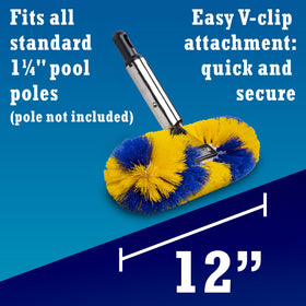 Blue Torrent Pumps GoRound 360 Pro pool brush cleans tight corners and under steps.