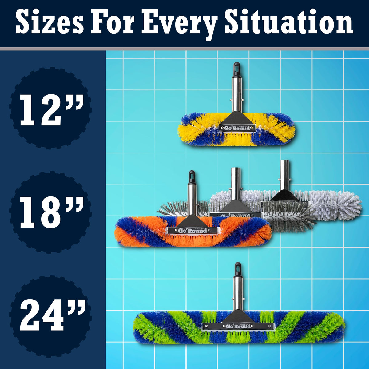 Blue Torrent Pumps GoRound 360 Pro pool brush compatible with standard telescopic poles.