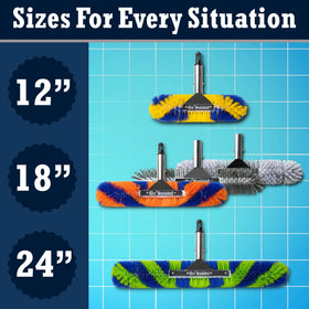 Blue Torrent Pumps GoRound 360 Pro pool brush compatible with standard telescopic poles.