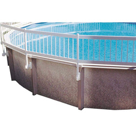 Blue Wave 24-inch fence base kit viewed as a privacy barrier for pools.