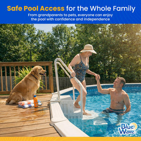 Blue Wave Easy Pool Step wide-stair detail with textured grip