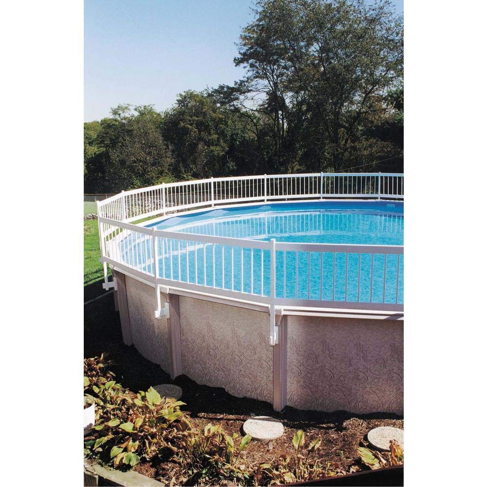 Blue Wave privacy fence around pool demonstrates clean, safe perimeter.