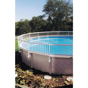 Blue Wave privacy fence around pool demonstrates clean, safe perimeter.