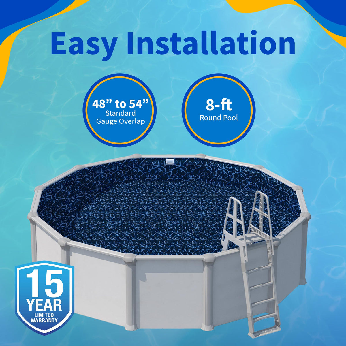 Blue Wave weather-resistant vinyl preserves color despite sun and pool use