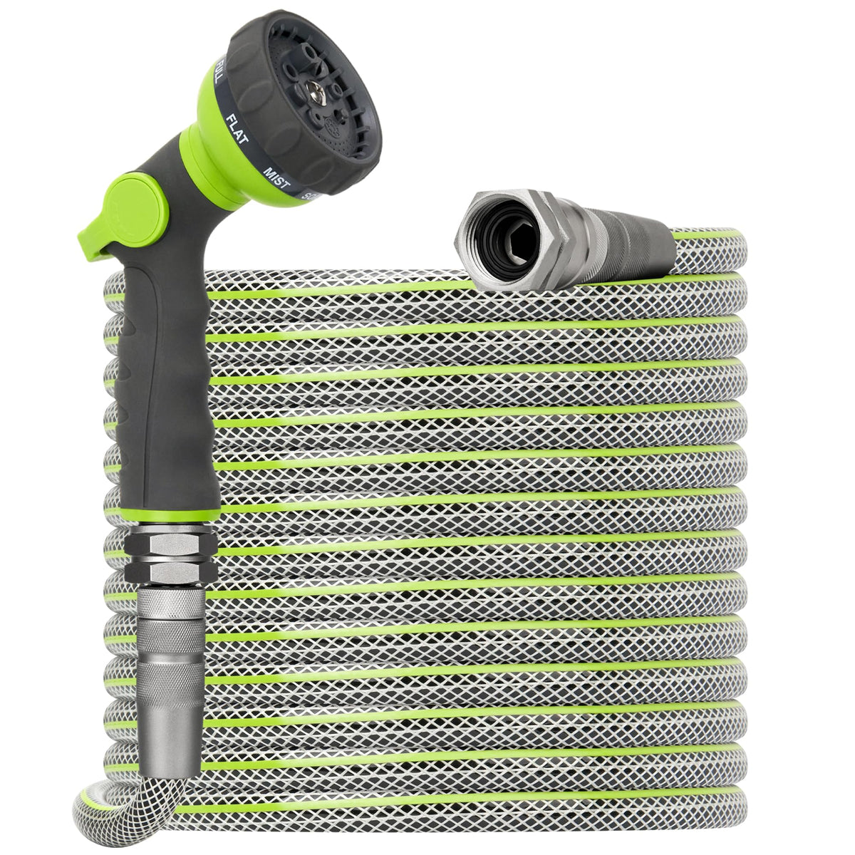 BlueBala 100ft non-expandable hose coiled for easy storage and quick setup.