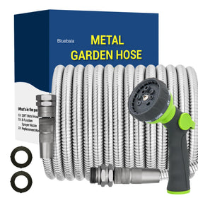 BlueBala 50ft stainless steel hose exterior shields inner tube for lasting outdoor durability.