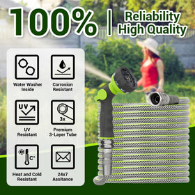 BlueBala hose includes nozzle and washers for quick, leak-free setup.