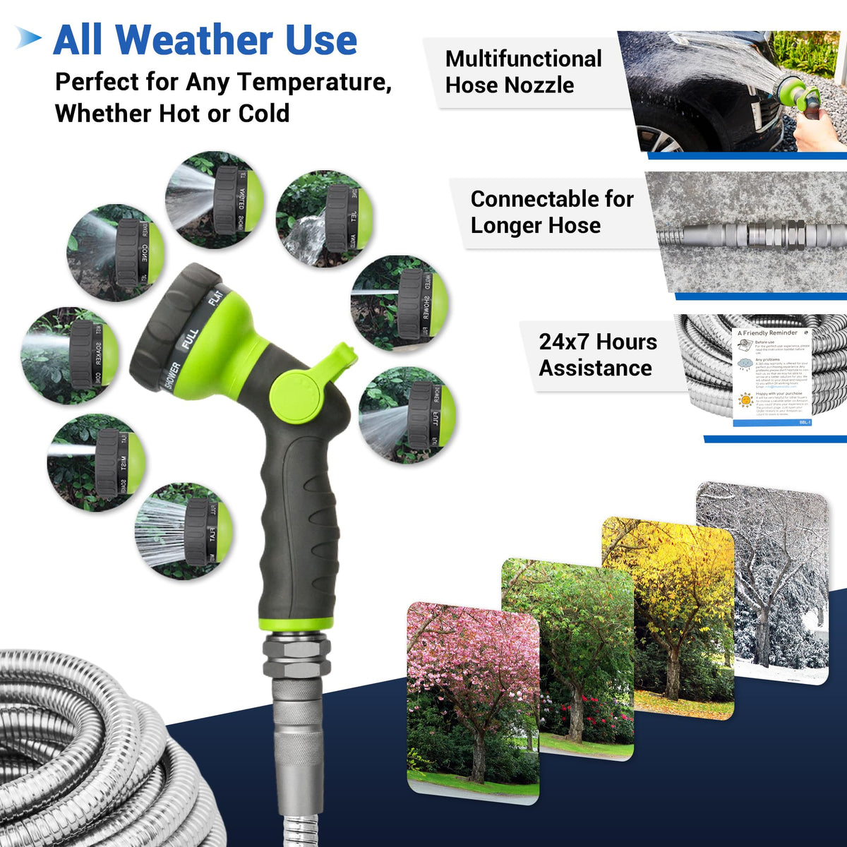 BlueBala lightweight yet heavy-duty hose reduces strain during daily watering.