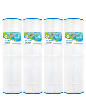 BLUEFLO pool filter cartridge shows outer dimensions for a precise fit