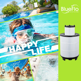 BLUEFLO pool water stays cleaner with efficient removal of hair and leaves.