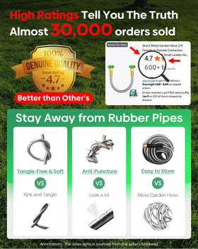 BlueGarden metal hose links two segments for versatile routing and extended reach.