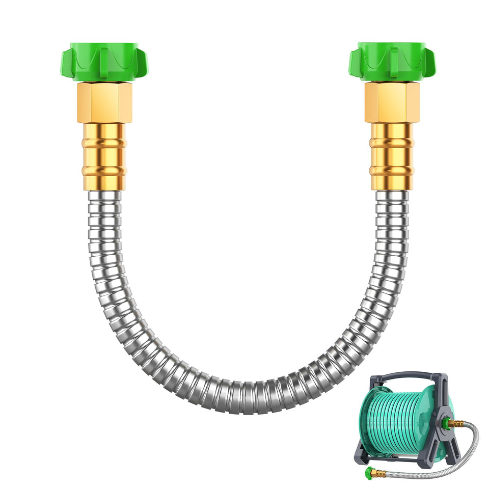BlueGarden short metal hose with female-to-female connector enabling quick extensions.