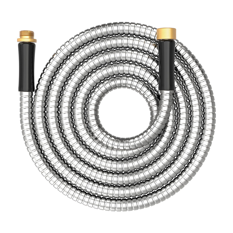 BlueGarden short metal hose 10 ft connector ready for durable outdoor watering.