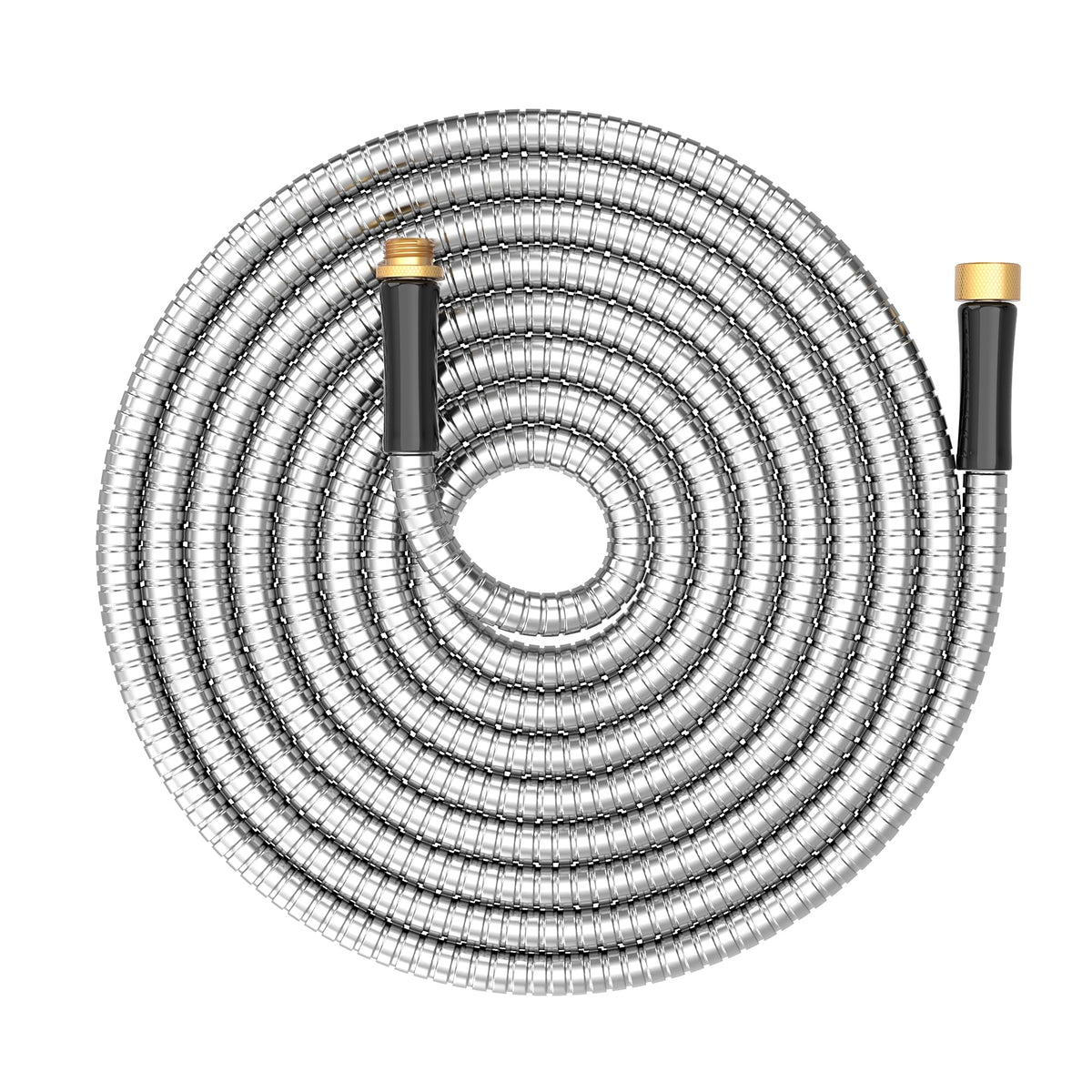 BlueGarden short metal hose 15ft coiled for easy storage and quick watering