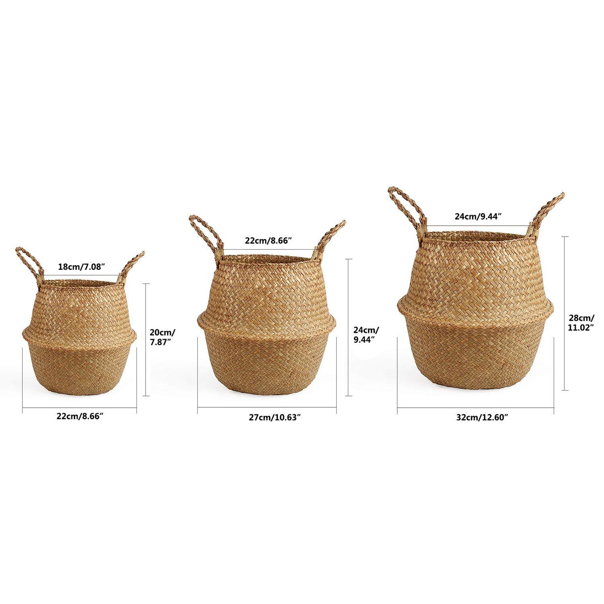 BlueMake belly basket inside pot display shows plant friendly storage with natural charm