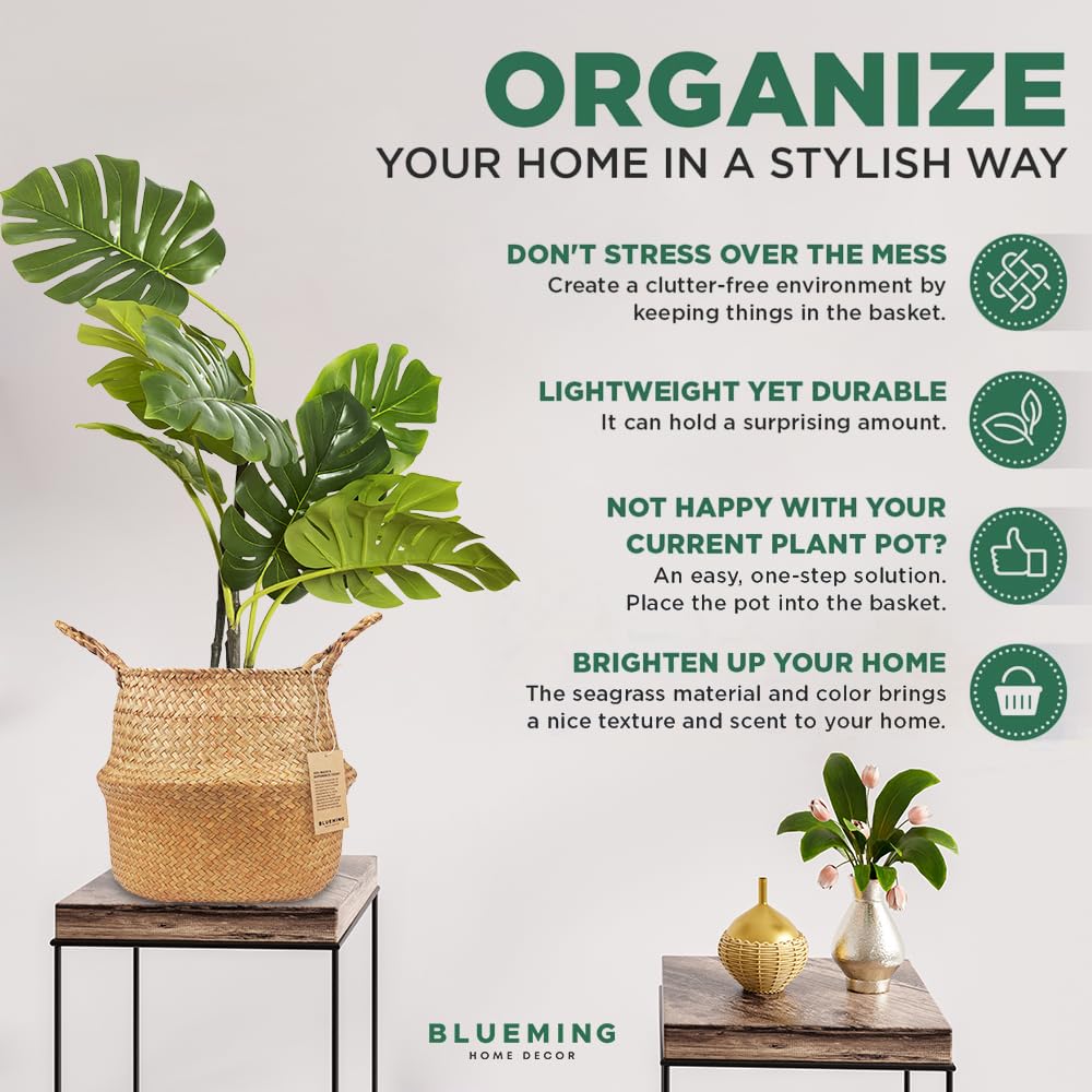 Blueming Home Decor foldable basket storage keeps spaces tidy when not in use.