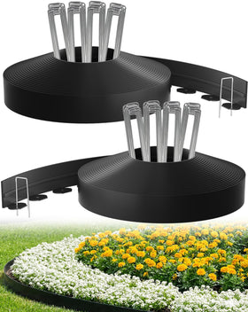 Bluepro landscape edging with 150 steel stakes secures borders in tough soil.