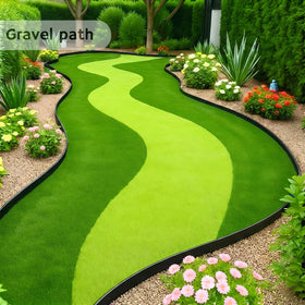 Bluepro edging adapts to curves for versatile landscaping projects.