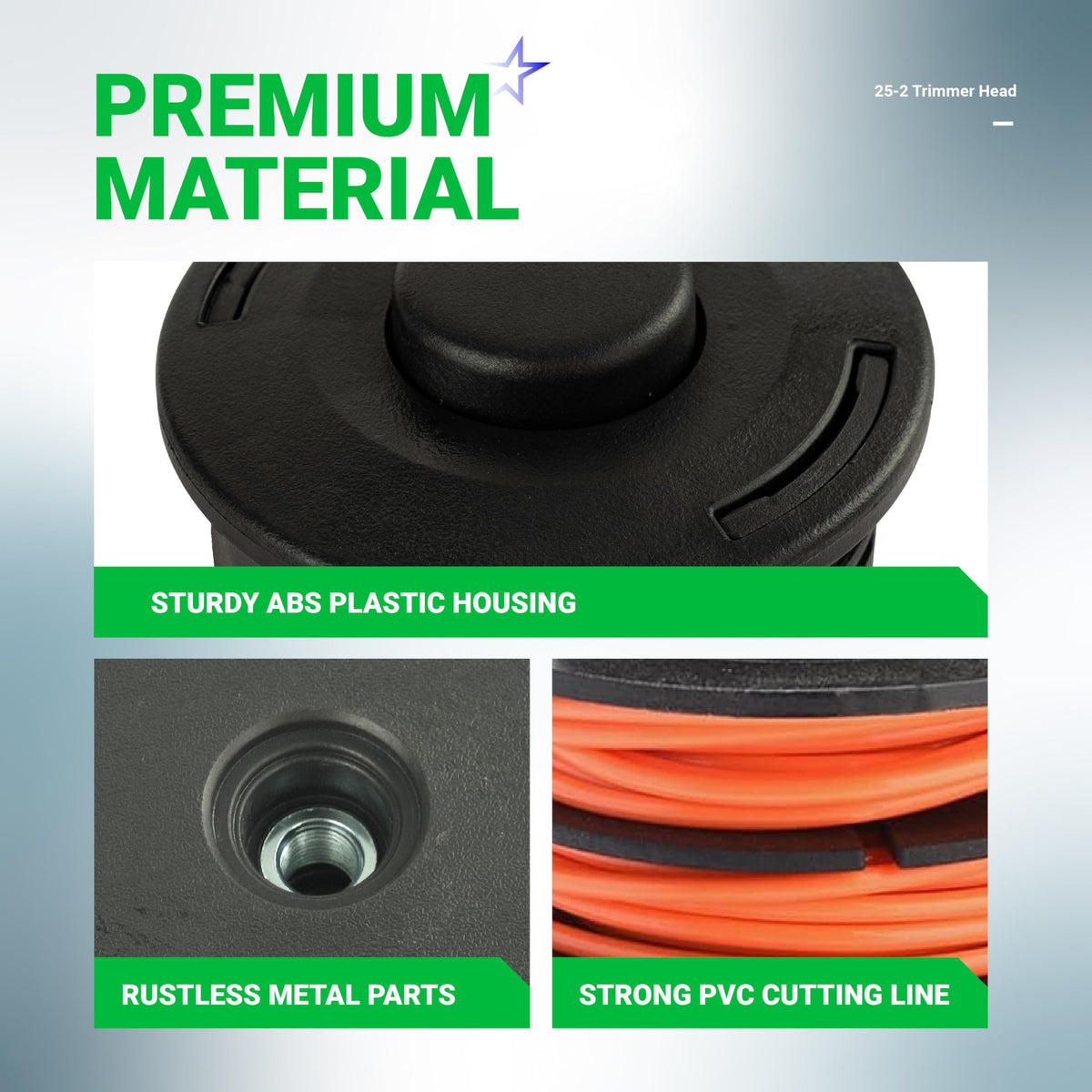 BlueStars 25-2 trimmer head packaging and included hardware.
