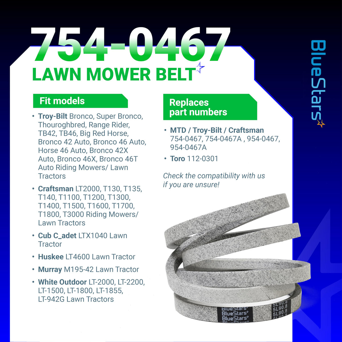 BlueStars 954-0467A belt on a mower pulley demonstrating secure grip.