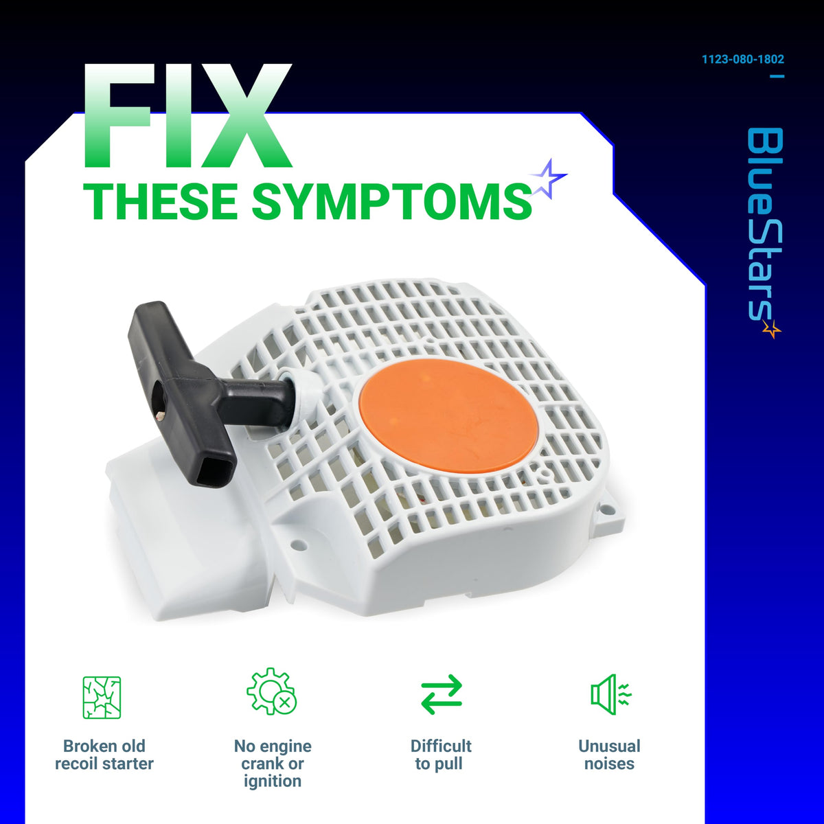 BlueStars ABS plastic recoil starter built for durability