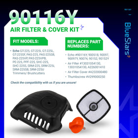 BlueStars air filter cover closeup highlighting durable plastic and filter media.