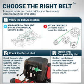 BlueStars 954-04060 compatibility chart for the series belt.
