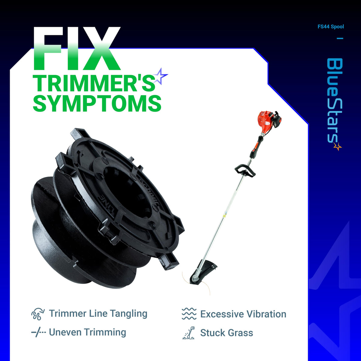 BlueStars compatibility note with Stihl FS series in a product label