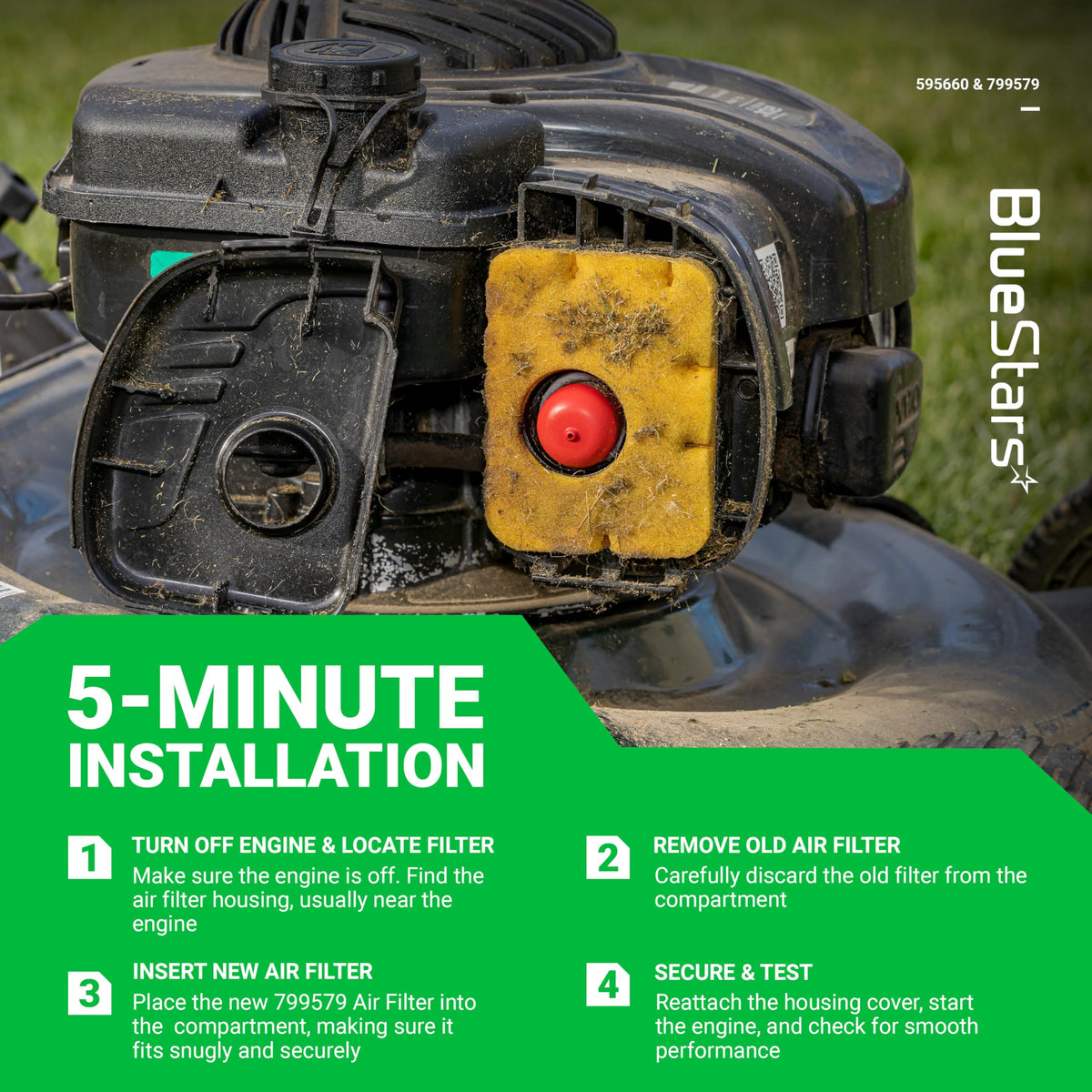 BlueStars easy-replace kit image shows maintenance time savings.