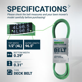 BlueStars GreenGrip 120 belt on a 42-inch deck showing improved grip.
